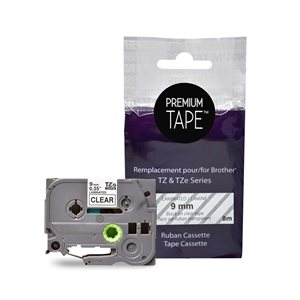 Brother TZe-121 Compatible Premium Tape Black / Clear 9mm