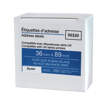 Dymo 30320 Étiquettes d'adresses 1 1 / 8' x 3 1 / 2'' (1 x 260)