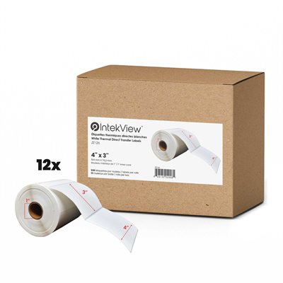 4x3'' Direct Thermal Labels 1''Core 500 / rolls - 12 / cs